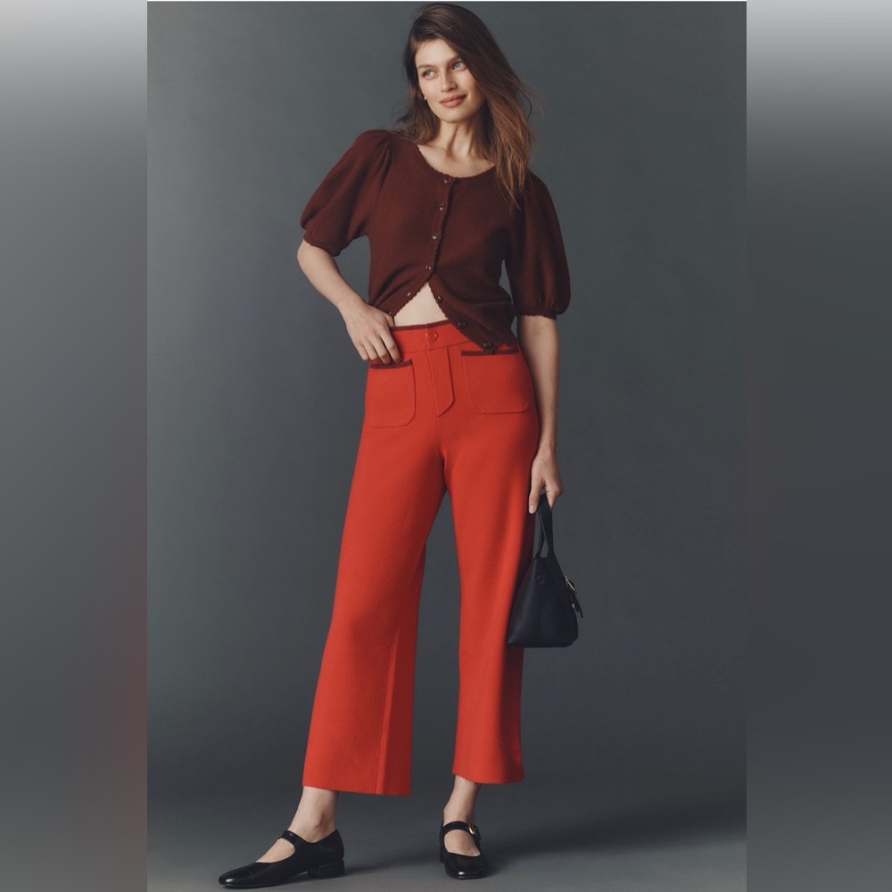Maeve The Colette Sweater Knit Crop Wide-Leg Pants
